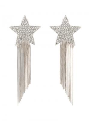 Серьги-подвески в форме звезды с кисточками Saint Laurent. Цвет: серебристый