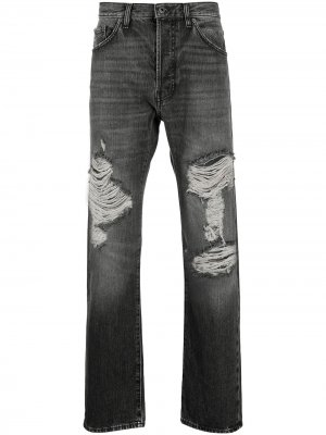 Прямые джинсы с прорезями Valentino. Цвет: серый