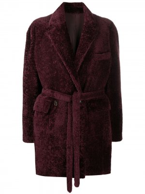 Однобортное пальто с поясом Simonetta Ravizza. Цвет: красный
