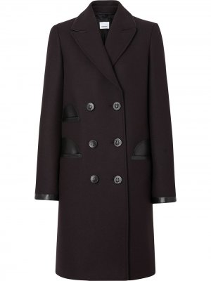 Двубортное пальто строгого кроя Burberry. Цвет: черный