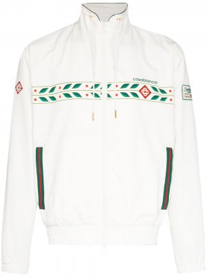 Спортивная куртка на молнии с графичным принтом Casablanca. Цвет: белый