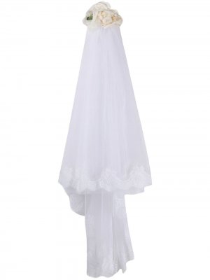 Ободок с вуалью и цветочным декором Dolce & Gabbana. Цвет: белый