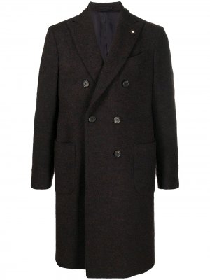 Двубортное пальто Lardini. Цвет: коричневый
