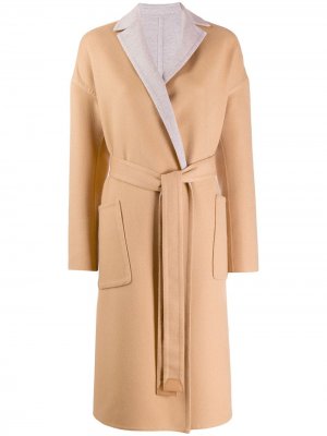 Однобортное пальто с поясом Loro Piana. Цвет: коричневый