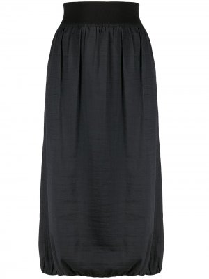 Присборенная юбка миди 1990-х годов Yohji Yamamoto Pre-Owned. Цвет: черный