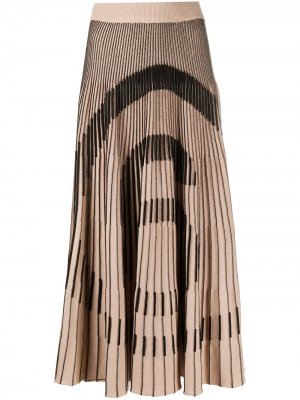 Плиссированная юбка миди с логотипом MM6 Maison Margiela. Цвет: коричневый