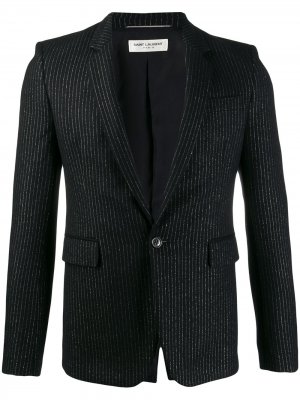 Пиджак строгого кроя в тонкую полоску Saint Laurent. Цвет: черный