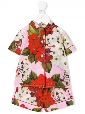 Комплект из рубашки и шортов с цветочным принтом Dolce & Gabbana Kids. Цвет: розовый