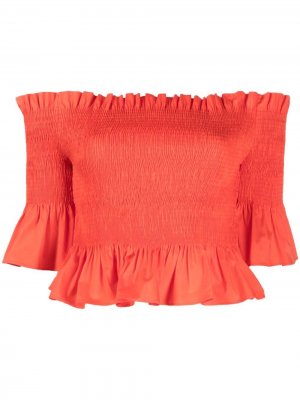 Блузка с открытыми плечами и оборками Patrizia Pepe. Цвет: оранжевый