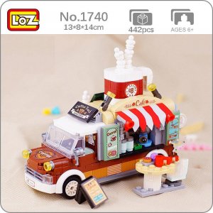 1740 Dream Парк развлечений Еда Грузовик Кофе Напиток Модель автомобиля DIY Мини-блоки Кирпичи Строительная игрушка для детей без коробки LOZ