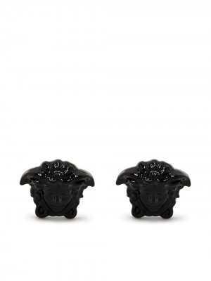 Серьги-гвоздики с декором Medusa Versace. Цвет: черный