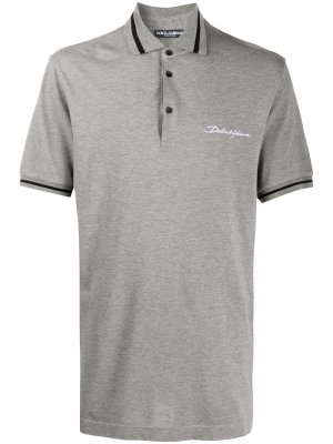 Рубашка поло с вышитым логотипом Dolce & Gabbana. Цвет: серый