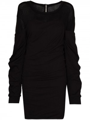 Платье мини с длинными рукавами и сборками RtA. Цвет: черный