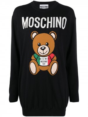 Платье-свитер с логотипом Moschino. Цвет: черный