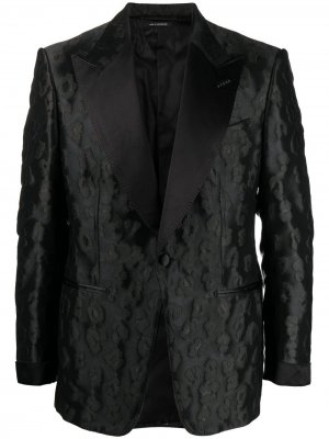 Однобортный пиджак с цветочным узором TOM FORD. Цвет: черный