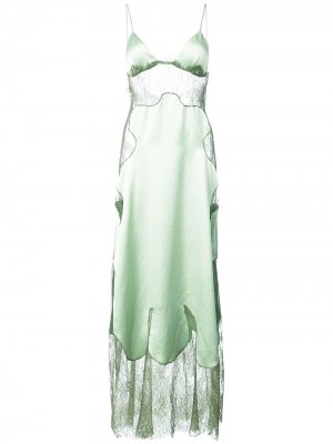Платье с кружевной отделкой Off-White. Цвет: зеленый