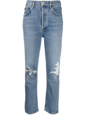 Укороченные джинсы с завышенной талией AGOLDE. Цвет: синий