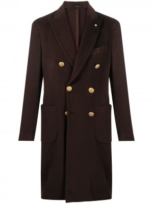 Двубортное пальто Lardini. Цвет: коричневый