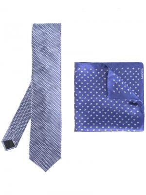Набор из галстука и платка паше Lanvin. Цвет: синий