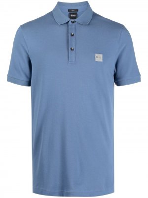 Рубашка поло с вышитым логотипом Boss Hugo. Цвет: синий