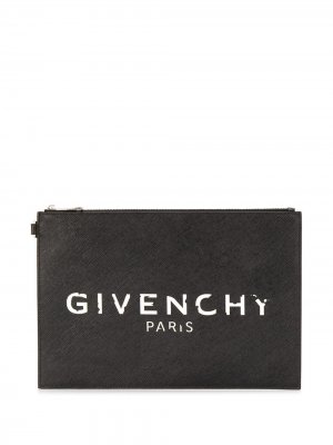 Клатч на молнии с логотипом Givenchy. Цвет: черный