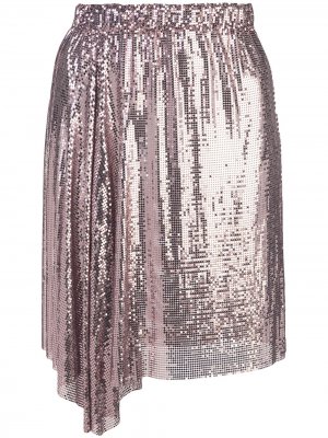 Блестящая юбка Paco Rabanne. Цвет: розовый