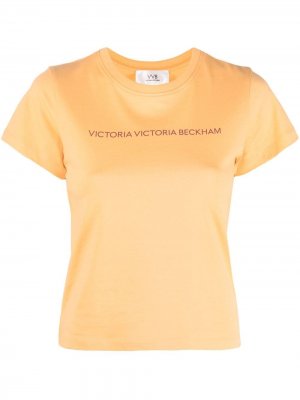 Футболка с круглым вырезом и логотипом Victoria Beckham. Цвет: оранжевый