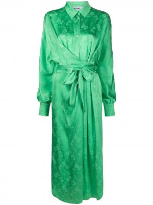 Платье-рубашка с жаккардовым цветочным узором MSGM. Цвет: зеленый