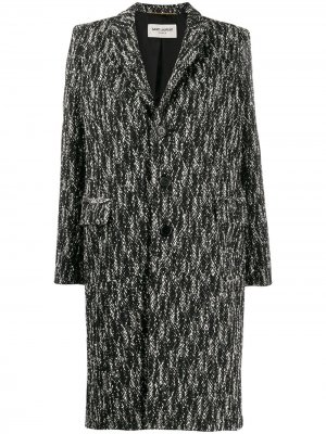 Однобортное пальто с узором Saint Laurent. Цвет: черный