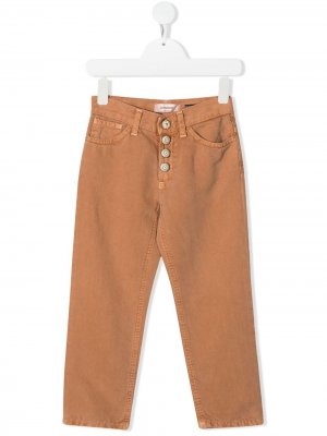 Прямые брюки средней посадки Dondup Kids. Цвет: коричневый