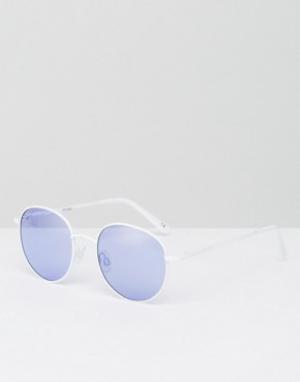 Круглые солнцезащитные очки в стиле 90-х с сиреневыми стеклами ASOS. Цвет: белый