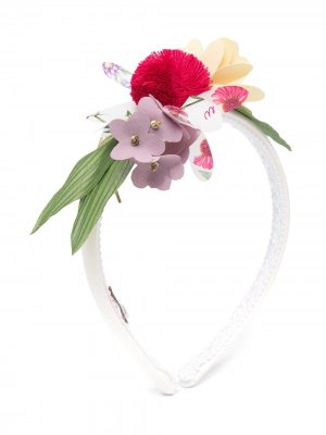 Ободок с цветочной аппликацией Monnalisa. Цвет: нейтральные цвета