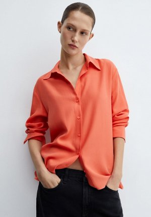 Рубашка Mango. Цвет: коралловый