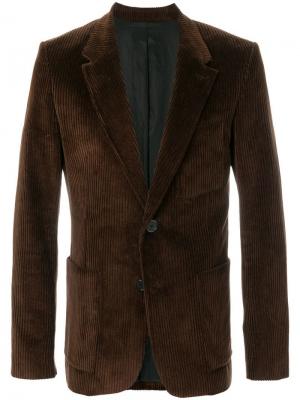 Вельветовый пиджак на две пуговицы AMI Paris. Цвет: коричневый
