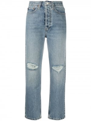 Укороченные джинсы с прорезями RE/DONE. Цвет: синий