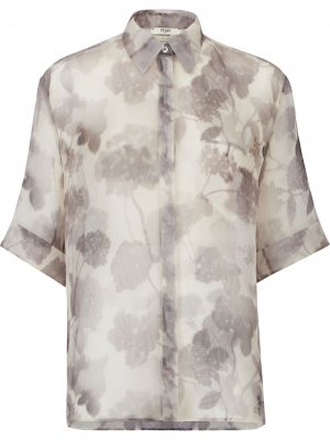 Рубашка с короткими рукавами и цветочным принтом Fendi. Цвет: серый