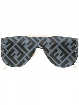 Солнцезащитные очки-авиаторы с логотипом Fendi Eyewear. Цвет: черный