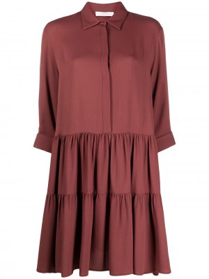 Платье-рубашка со складками Fabiana Filippi. Цвет: коричневый