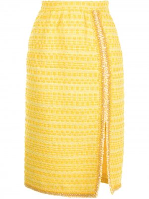 Твидовая юбка миди с разрезом сбоку Giambattista Valli. Цвет: желтый