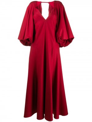 Вечернее платье с объемными рукавами Khaite. Цвет: красный