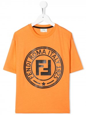Футболка с логотипом Fendi Kids. Цвет: оранжевый