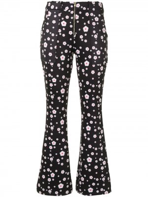 Расклешенные брюки Hunter с цветочным принтом Cynthia Rowley. Цвет: черный