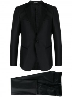 Фактурный костюм с однобортным пиджаком Emporio Armani. Цвет: черный
