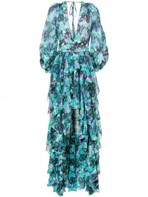 Длинное асимметричное платье Emanuel Ungaro. Цвет: зеленый