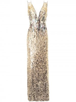 Платье Rose Finch с пайетками Jenny Packham. Цвет: золотистый