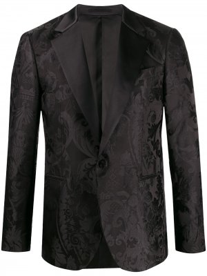 Жаккардовый пиджак Versace. Цвет: черный
