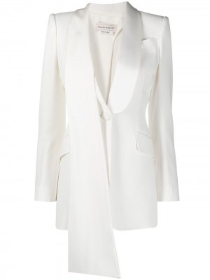 Пиджак асимметричного кроя с драпировкой Alexander McQueen. Цвет: белый