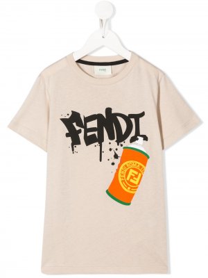 Футболка с логотипом Fendi Kids. Цвет: нейтральные цвета