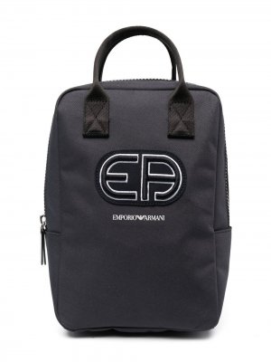 Рюкзак с вышитым логотипом Emporio Armani Kids. Цвет: синий