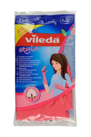 Перчатки Универсал L VILEDA. Цвет: розовый